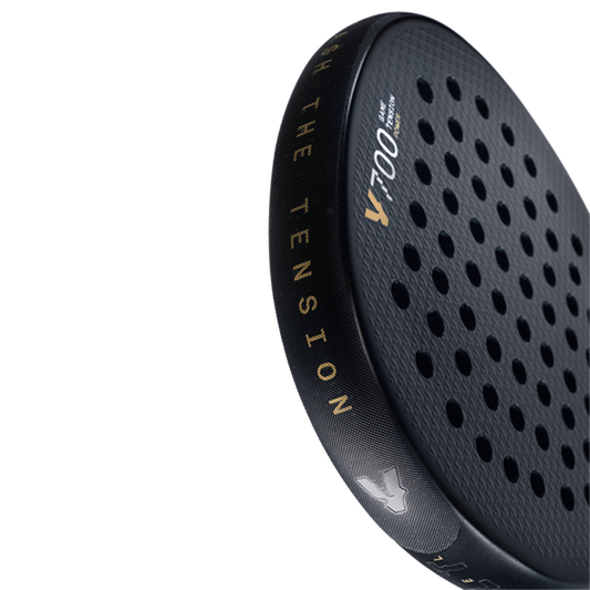 Angled view of Volt Racket Protector showing the design and text 'UNLEASH THE TENSION'